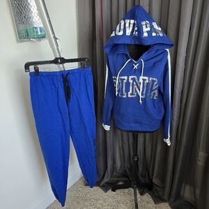 PINK Victoria's Secret Blue Hoodie and Sweatpants Set